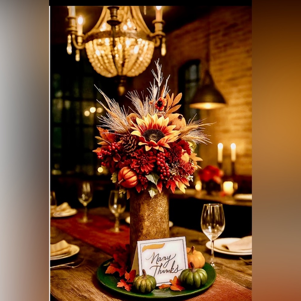 Festive Autumn Faux Floral Centerpiece